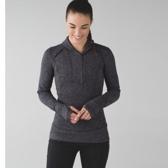 Lululemon Think Fast Pullover 8 Rulu Mini Check Pique Black Heathered Black - Picture 1 of 11